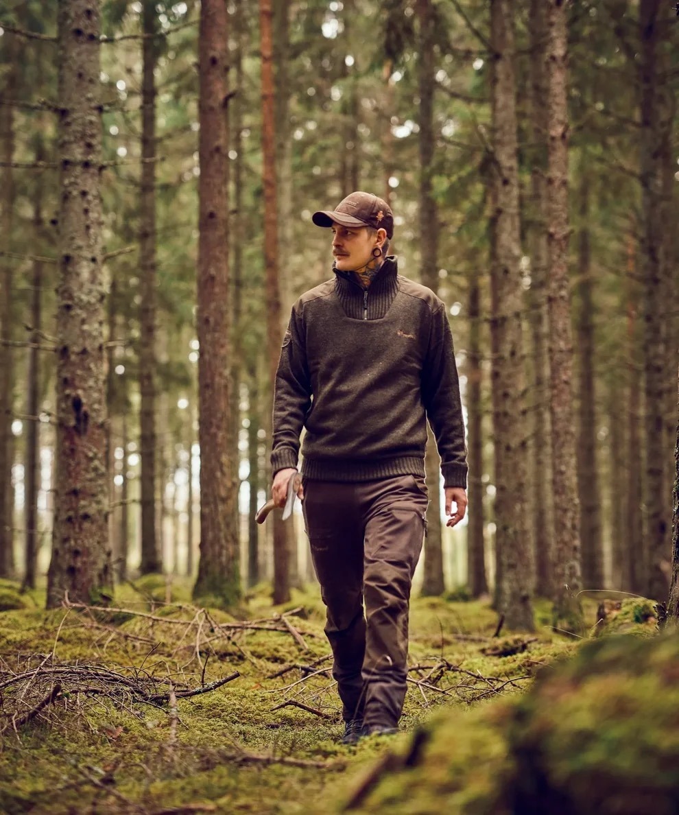 Pinewood Hurricane miesten tuulenpitävä neule – tummanvihreä meleerattu - Image 3